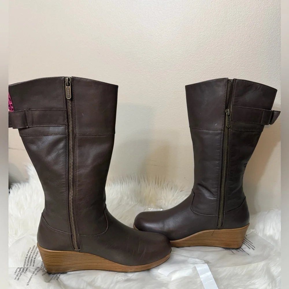 CROCS Brown Wedge Boots